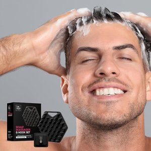 Silicone Scalp Massager & Hook - Head Massager & Hair Brush for Men-Scalp